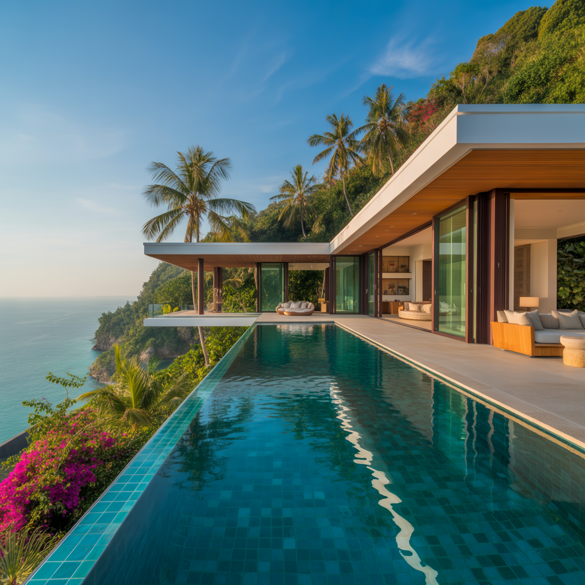 Cliffside villa with infinity pool overlooking the sea